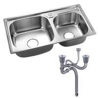 Waterfall Sensor Taps Sink Faucet Kitchen Double Bowl Sinks