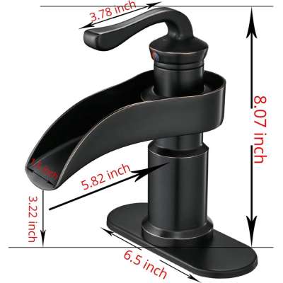 BWE Cupc Certified Brass Single Hole One Handle Oil Rubbed Bronze Low Arc Waterfall Bathroom Sink Faucet